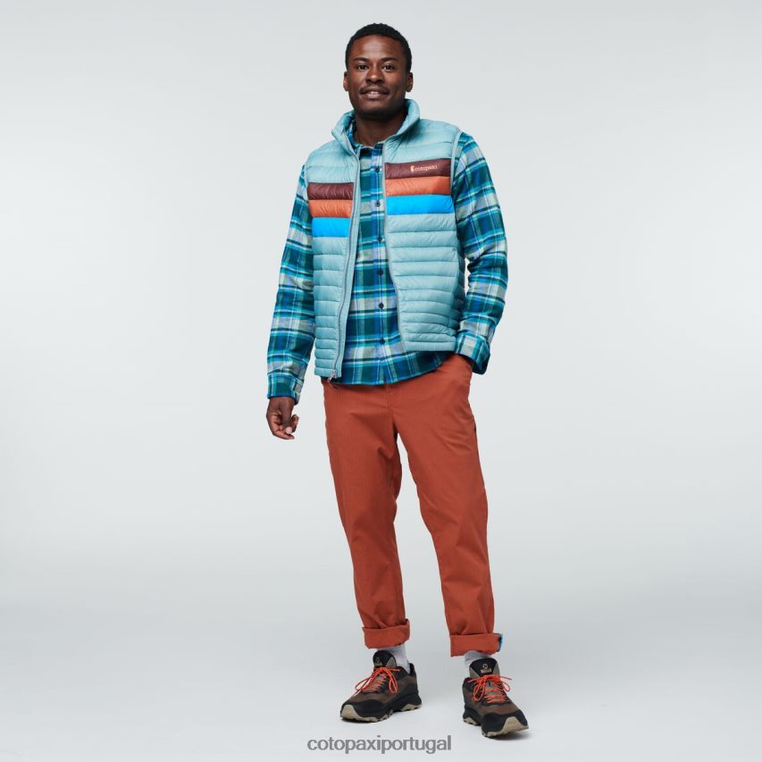 Cotopaxi homens colete de penas de fogo listras de grama azul roupas JB0R8T128