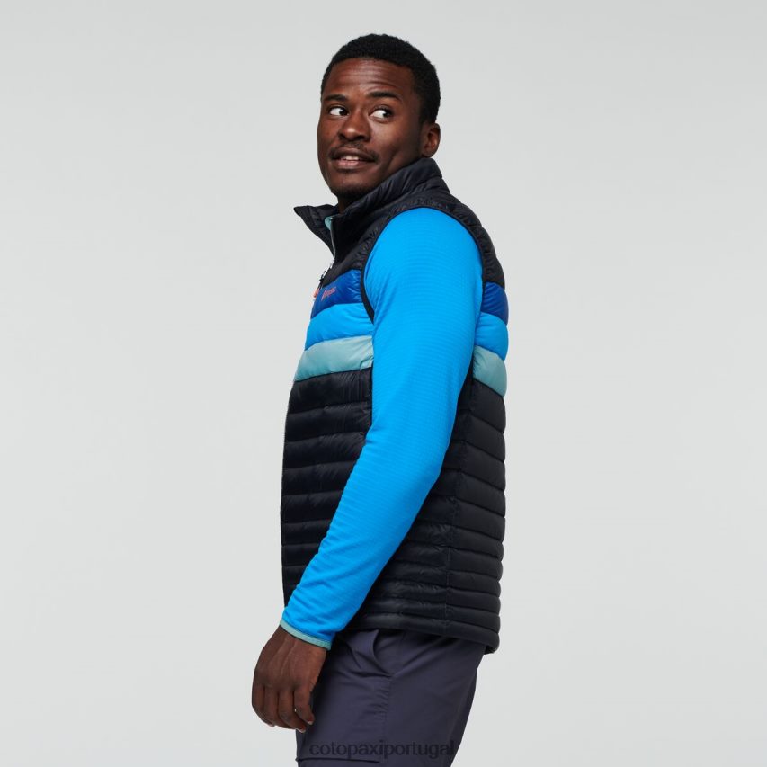 Cotopaxi homens colete de penas de fogo listras pretas/pacífico roupas JB0R8T125
