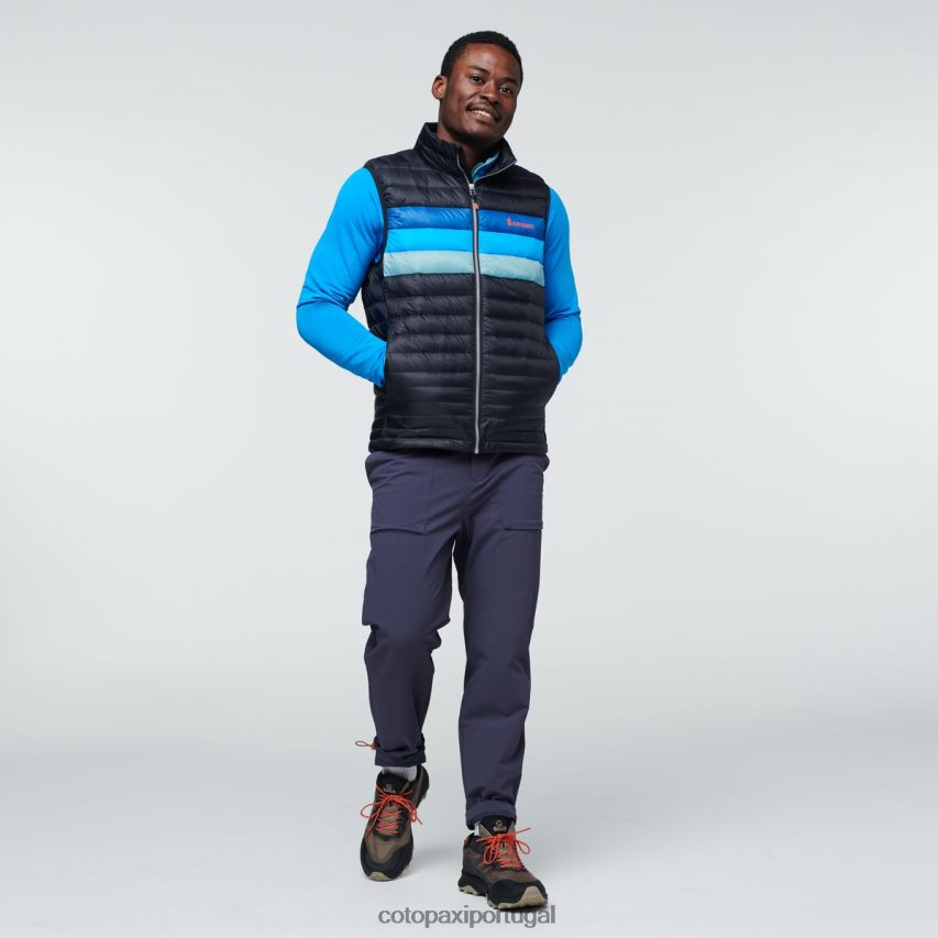 Cotopaxi homens colete de penas de fogo listras pretas/pacífico roupas JB0R8T125
