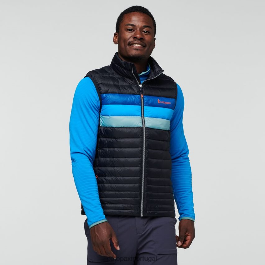 Cotopaxi homens colete de penas de fogo listras pretas/pacífico roupas JB0R8T125