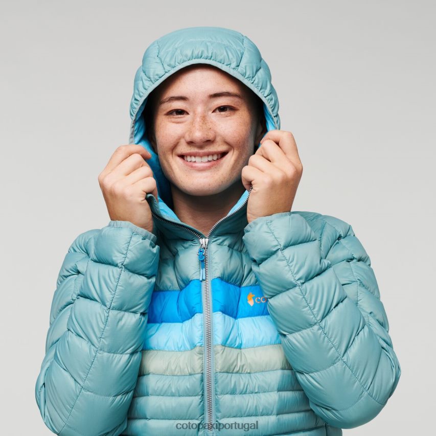 Cotopaxi mulheres pulôver fuego com capuz listras de grama azul roupas JB0R8T4