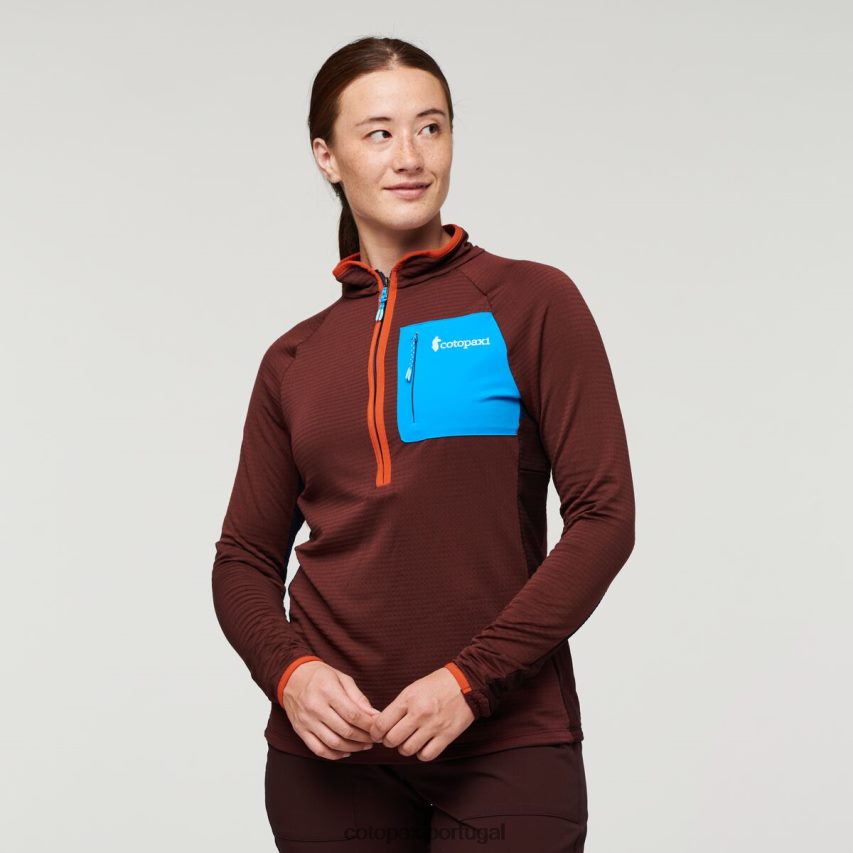 Cotopaxi mulheres pulôver de lã com meio zíper otero castanha/marítima roupas JB0R8T24
