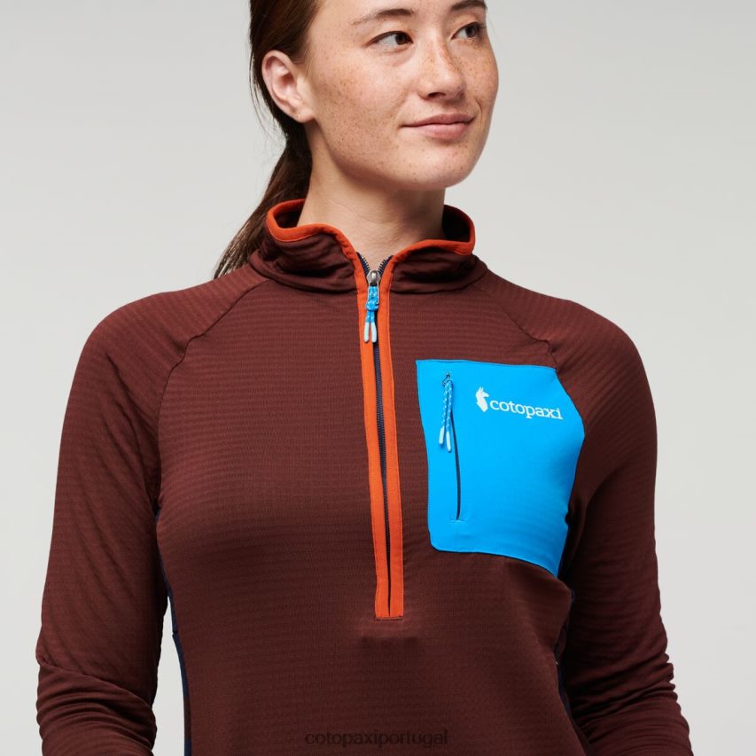 Cotopaxi mulheres pulôver de lã com meio zíper otero castanha/marítima roupas JB0R8T24
